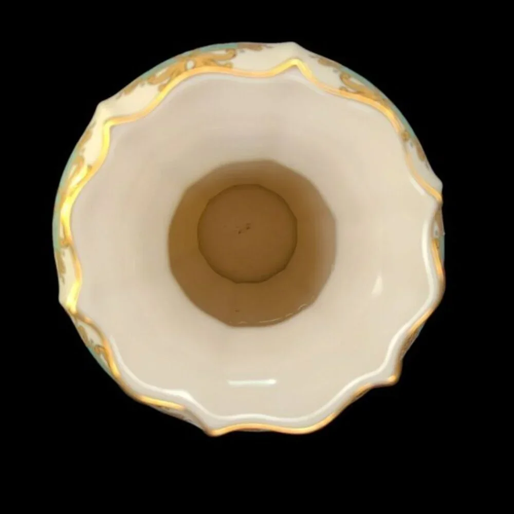 Lenox Catalan Porcelain Vase With‎ 24 kt Gold and Green Accents Home Decor Vtg